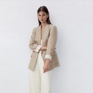 Zara Linen Blazer with printed sleeves